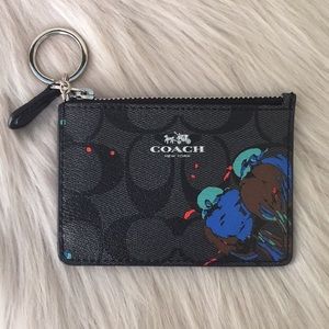 Authentic ✅ Coach Bird Print Mini Flat ID Case